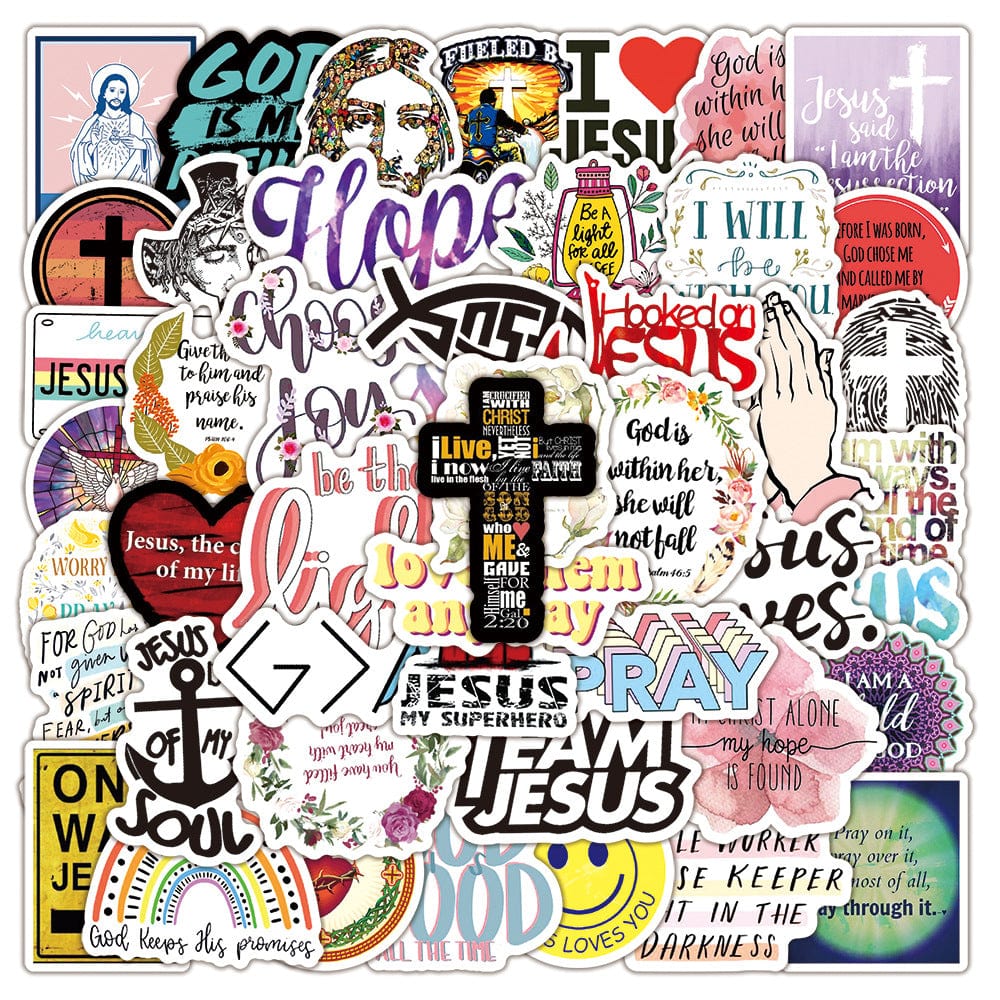 Christianity Prayer Phrases Graffiti Stickers, Religious Stickers