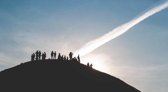 group of people on a mountain