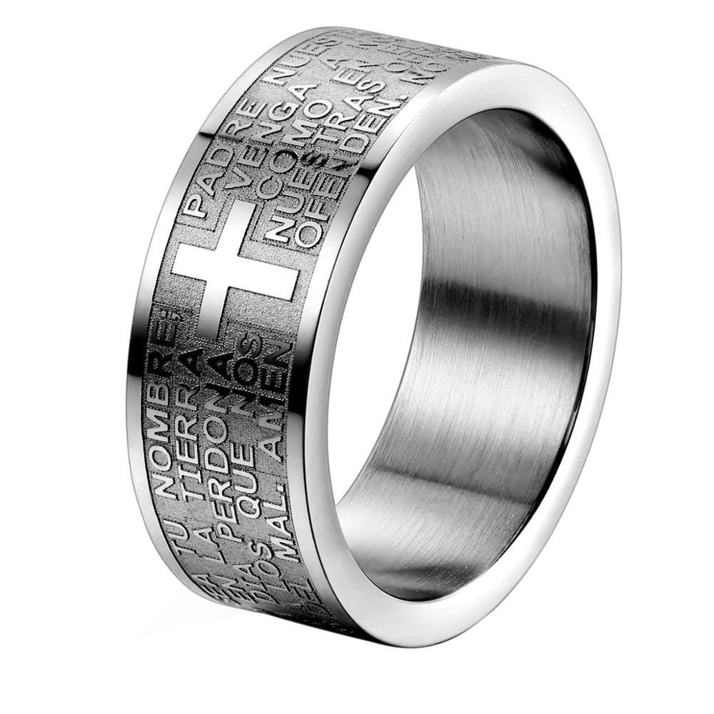 Anillo de hombre de plata 925 ‰ con el Padre Nuestro en latín para mujer o unisex Anillo de hombre de plata 925 ‰ con el Padre Nuestro en latín para mujer o unisex