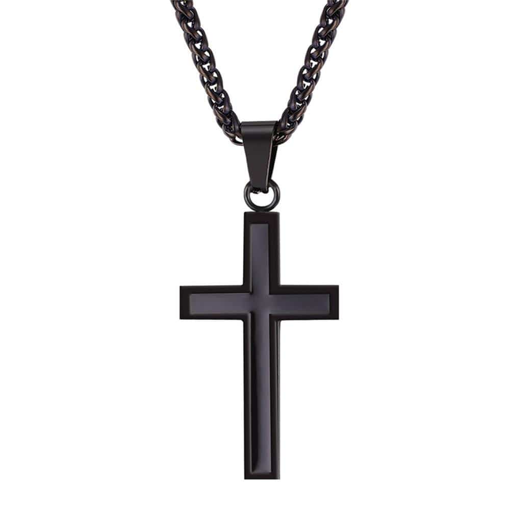 Men's Black Cross Necklace Lord's Guidance