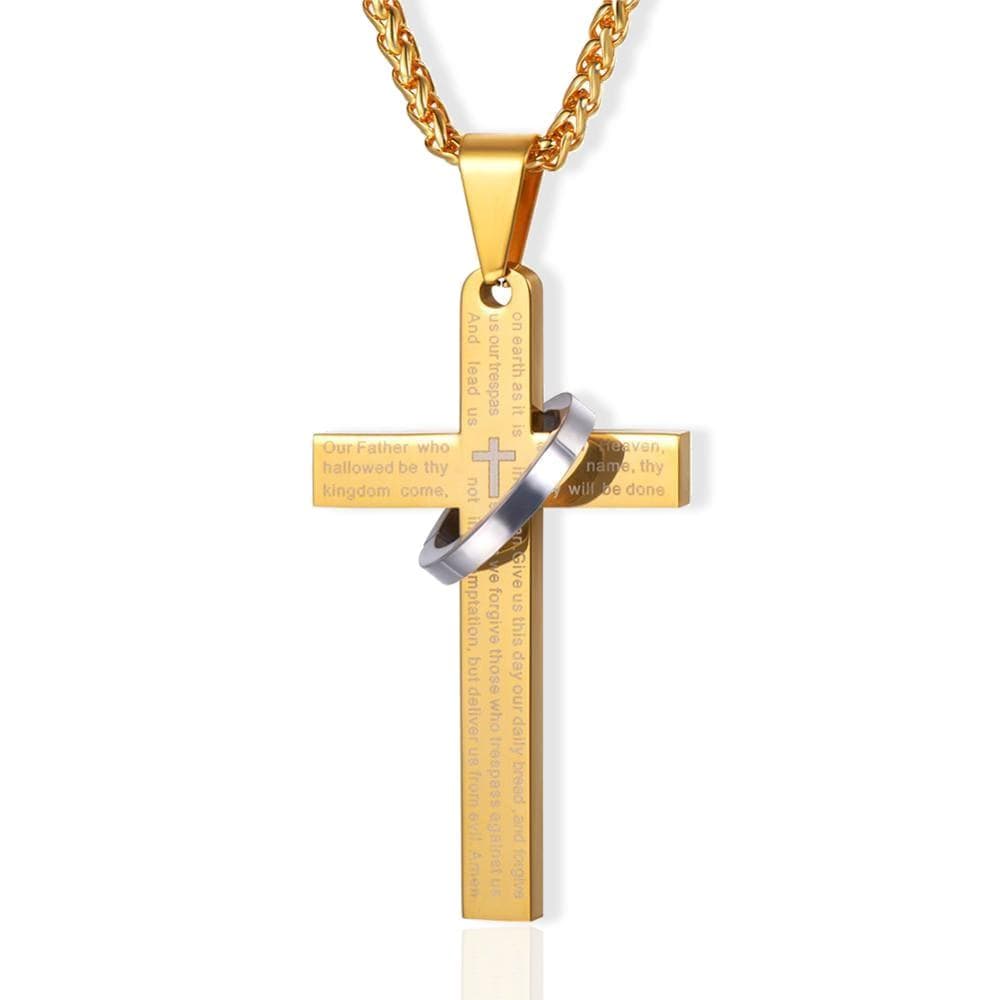 Jewelry Prayer Cross Necklace Lord's Prayer Ring Cross Necklace