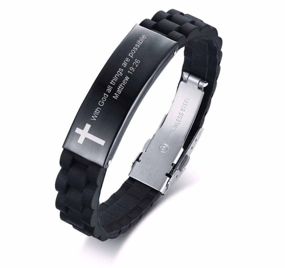 Bracciale Cristiano Con Versetto Matteo 19:26 'With God All Things Are Possible' - Regalo Religioso