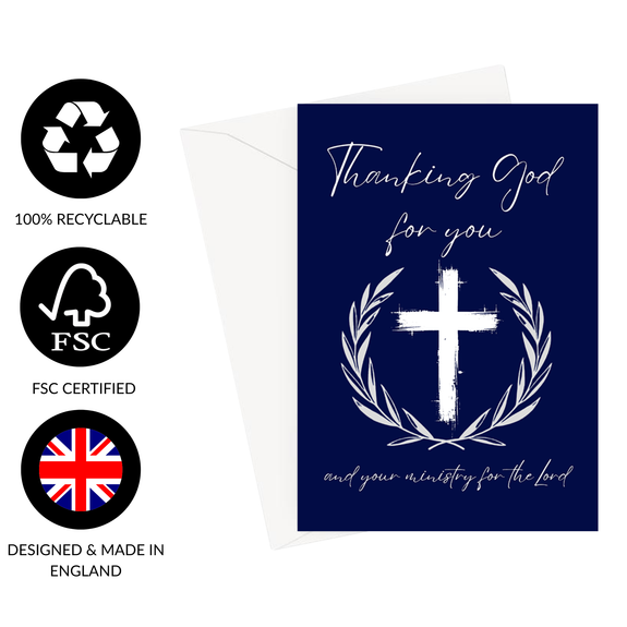 Thank You Card For Pastor, Minister or Clergy Navy Greeting Card