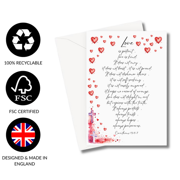 Love is patient, love is kind. Corinthians 13:4-7 Greeting Card