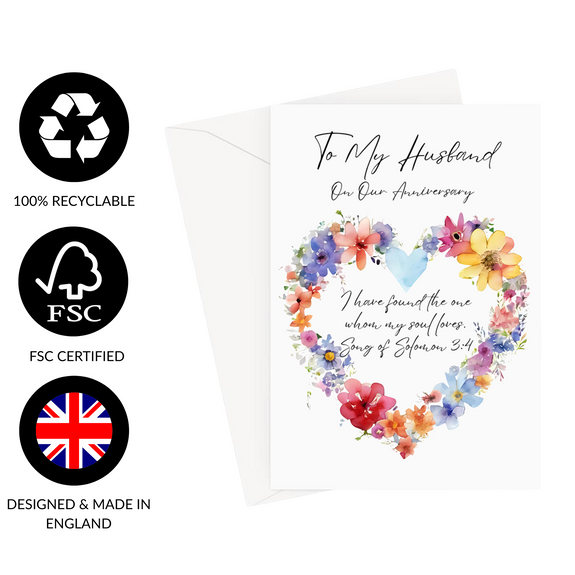 Christian Anniversary Card For Husband (Song of Solomon 3:4) Greeting Card