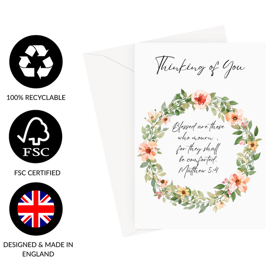 Thinking of You Matthew 5:4 Bereavement Greeting Card