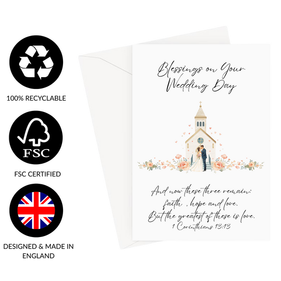 Blessings On Your Wedding Day 1 Corinthians 13:13 Greeting Card