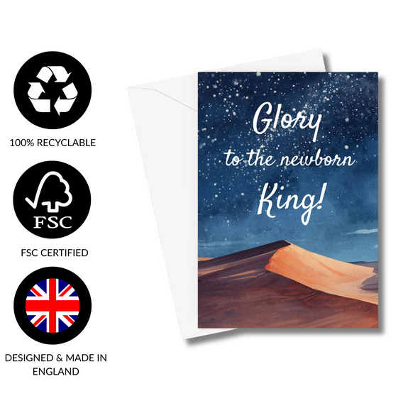Glory to the newborn King Christian Christmas Greeting Card