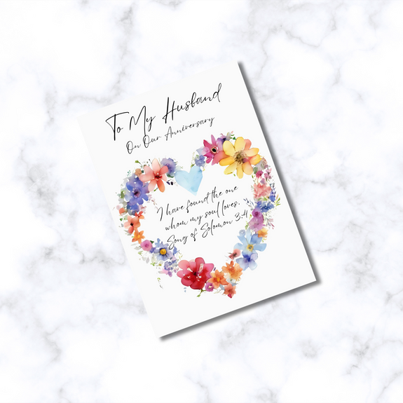 Christian Anniversary Card For Husband (Song of Solomon 3:4) Greeting Card