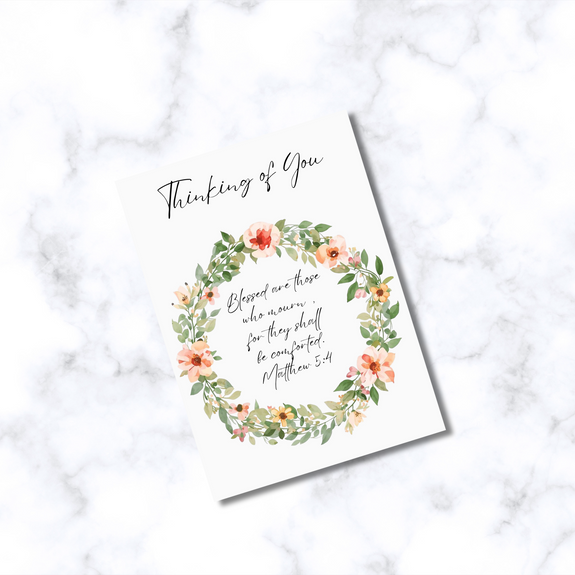 Thinking of You Matthew 5:4 Bereavement Greeting Card