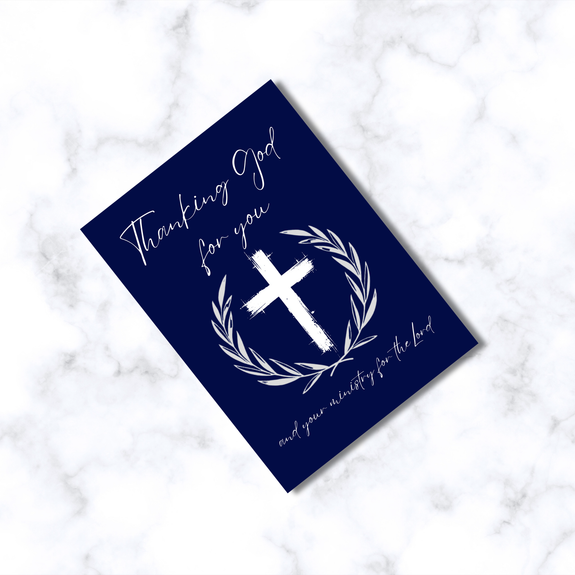 Thank You Card For Pastor, Minister or Clergy Navy Greeting Card