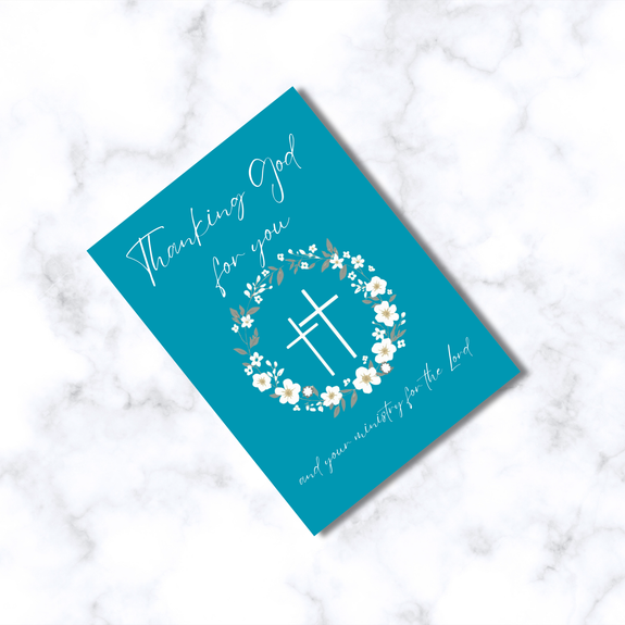 Thank You Card For Pastor, Minister or Clergy Turquoise Greeting Card