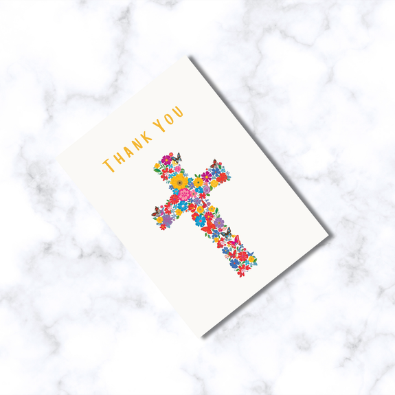 Thank You Flower Cross Greeting Card
