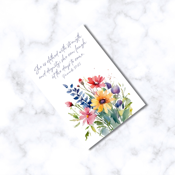 Proverbs 31:25 Flowers Greeting Card