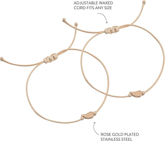 Sisters Double Bracelet Charm Bracelet with Angel Wings | 1 John 4:21