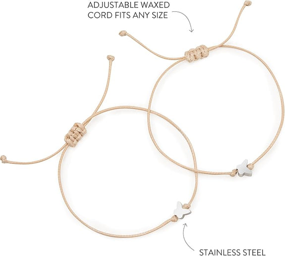 Miles Apart But Close At Heart Double Charm Bracelet With Butterfly | Ecclesiastes 4:10
