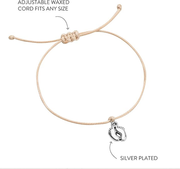Mommy To Be Charm Bracelet with Silver Plated Baby Feet | Psalm 127:3