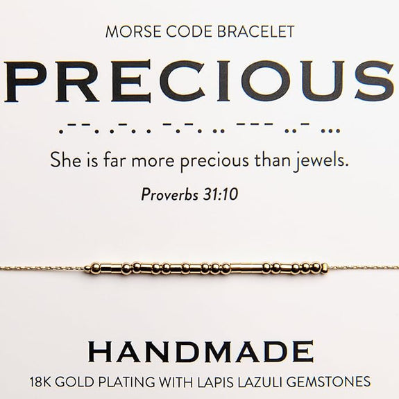 Precious 18K Gold Morse Code Bracelet | Proverbs 31:10
