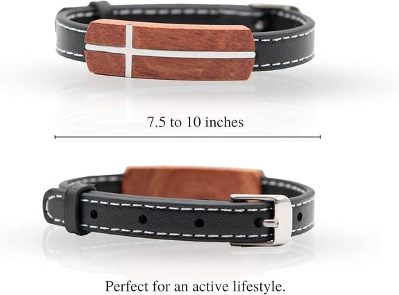 Men's Rosewood Cross Bracelet Corinthians 16:13 Lord's Guidance
