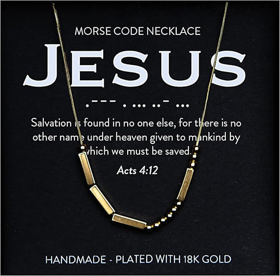 Jesus 18K Gold Chunky Morse Code Necklace | Acts 4:12
