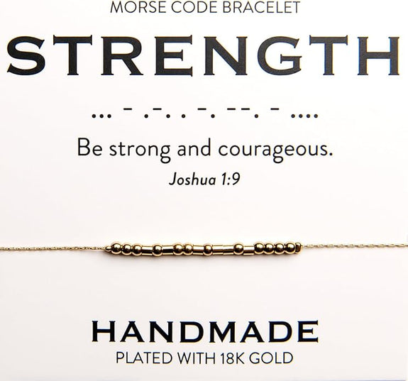 Strength 18K Gold Morse Code Bracelet | Joshua 1:9