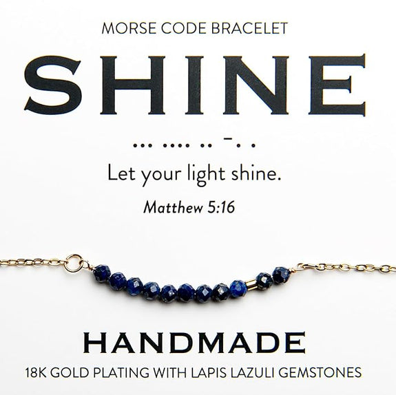 Shine 18K Gold & Lapis Lazuli Morse Code Bracelet | Matthew 5:16