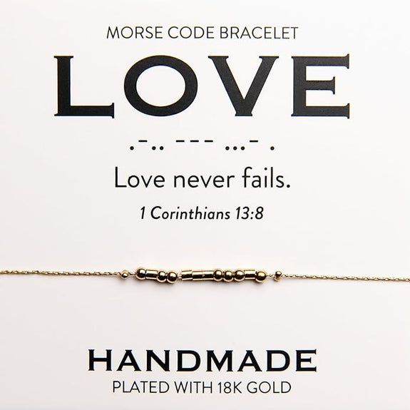 Love 18K Gold Morse Code Bracelet | 1 Corinthians 13:8