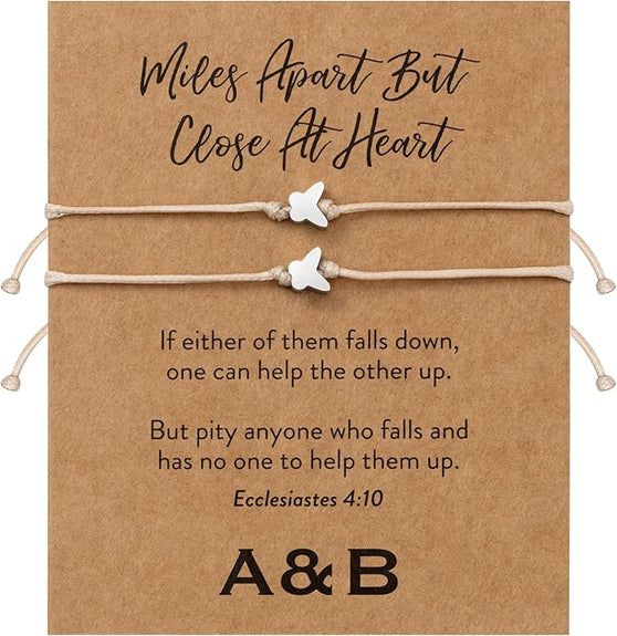 Miles Apart But Close At Heart Double Charm Bracelet With Butterfly | Ecclesiastes 4:10
