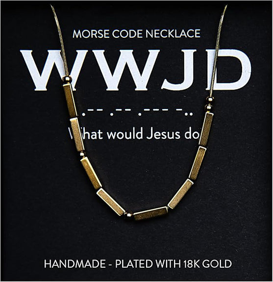 WWJD 18K Gold Chunky Morse Code Necklace