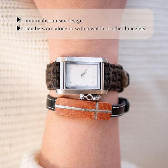 To My Dad Men's Rosewood Cross Bracelet | Proverbs 20:7