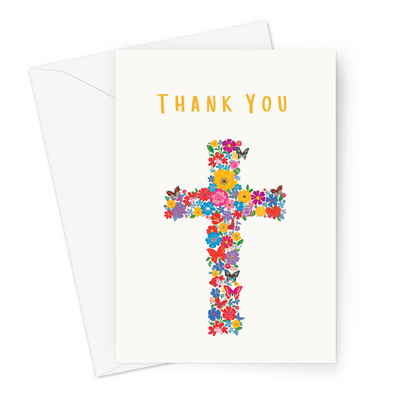 Thank You Flower Cross Greeting Card