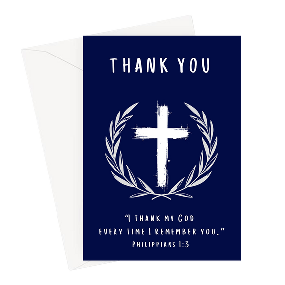 Thank You Philippians 1:3 Navy Greeting Card