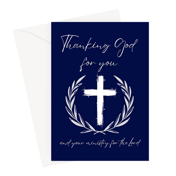 Thank You Card For Pastor, Minister or Clergy Navy Greeting Card
