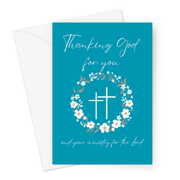 Thank You Card For Pastor, Minister or Clergy Turquoise Greeting Card