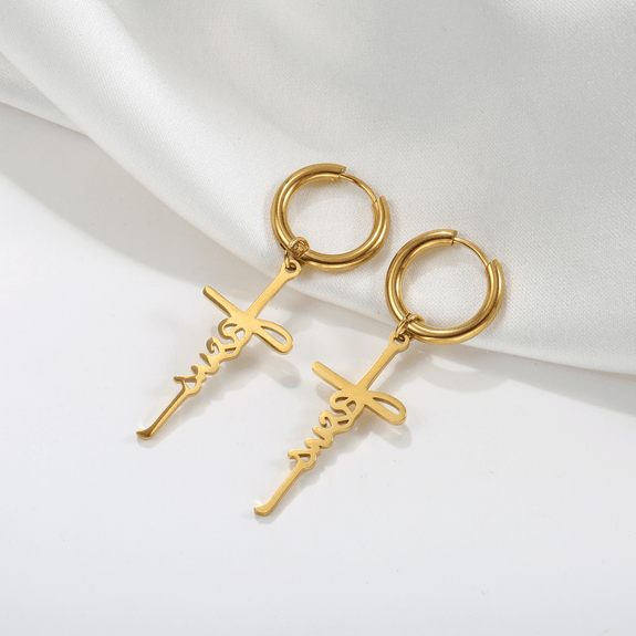 Christian Faith Cross Symbol Dangle Earrings