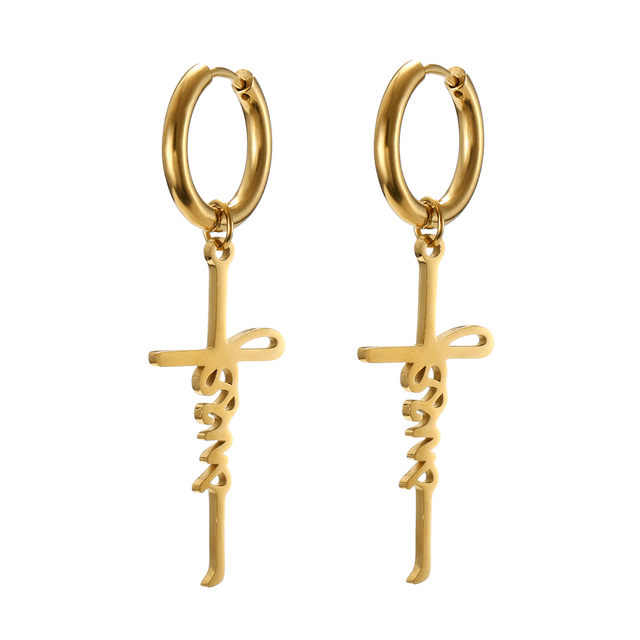Christian Faith Cross Symbol Dangle Earrings Religious Symbolism