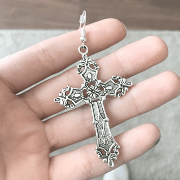 Gothic Style Cross Dangle Earrings