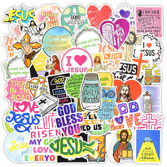 Christian Graffiti Stickers with God, Love and Faith 10, 30 or 50 Pieces