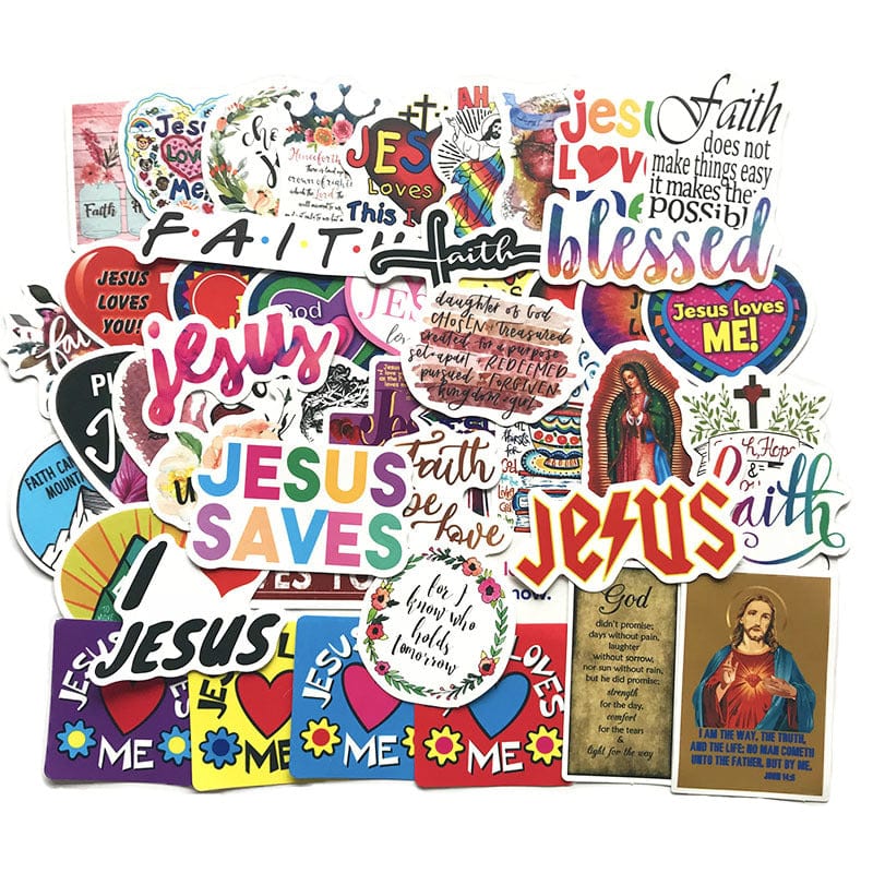 Bright Christian Slogan Stickers 10, 30 or 50 Pieces
