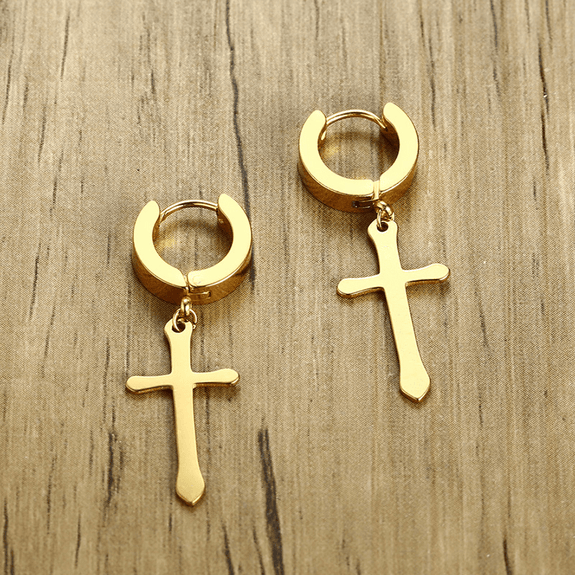 Minimalistic Christian Cross Dangle Earrings