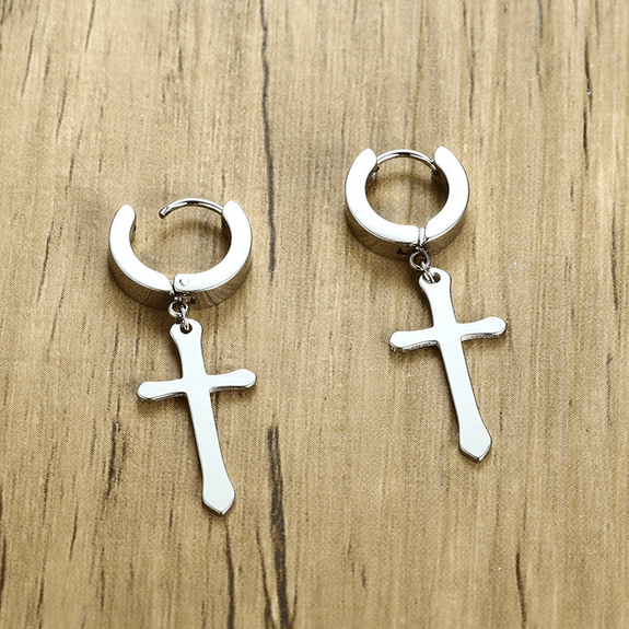 Minimalistic Christian Cross Dangle Earrings