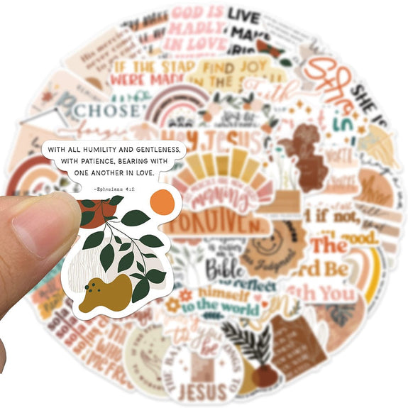 Autumn Coloured Christian Stickers 50 Pieces