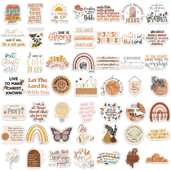 Autumn Coloured Christian Stickers 50 Pieces