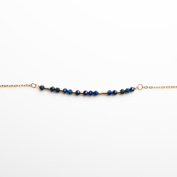 Precious 18K Gold & Lapis Lazuli Morse Code Bracelet | Proverbs 31:10