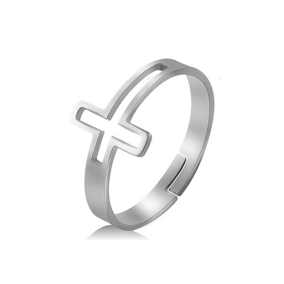 Intricate Adjustable Christian Cross Ring