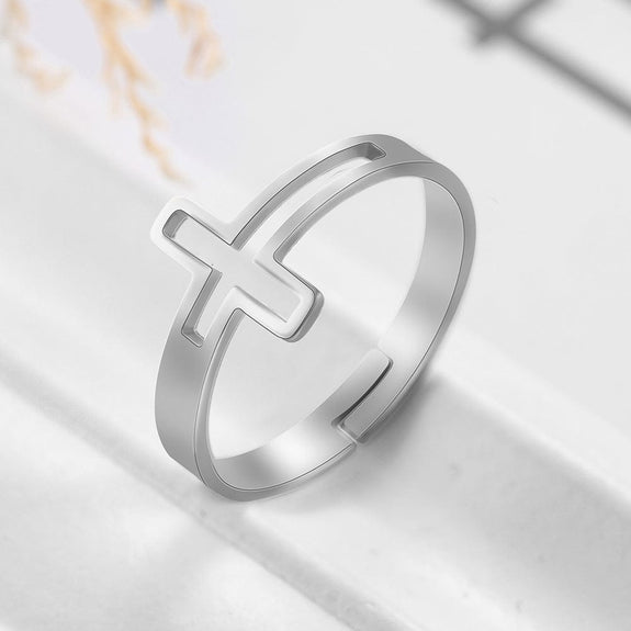 Intricate Adjustable Christian Cross Ring