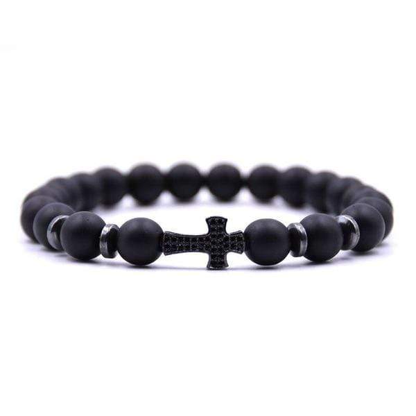 Black Bead Bracelet Cross | Lord's Guidance