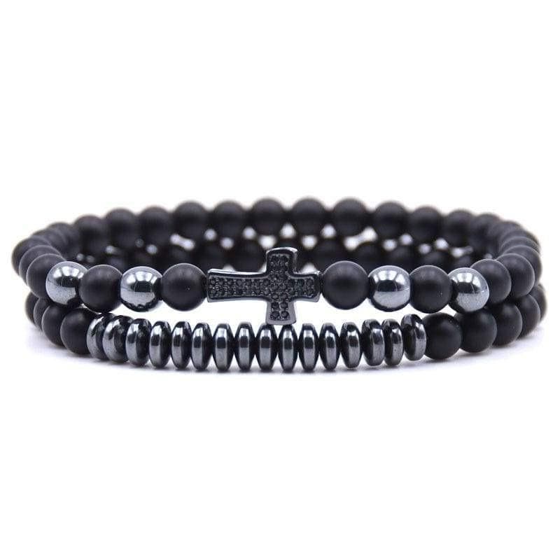 Bead Bracelet With Black Cross | Lord's Guidance