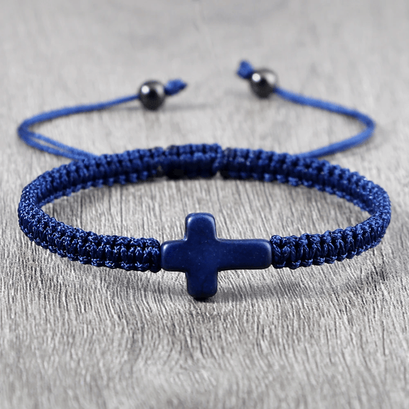 Braided Christian Bracelet with Matching Color Cross Charm