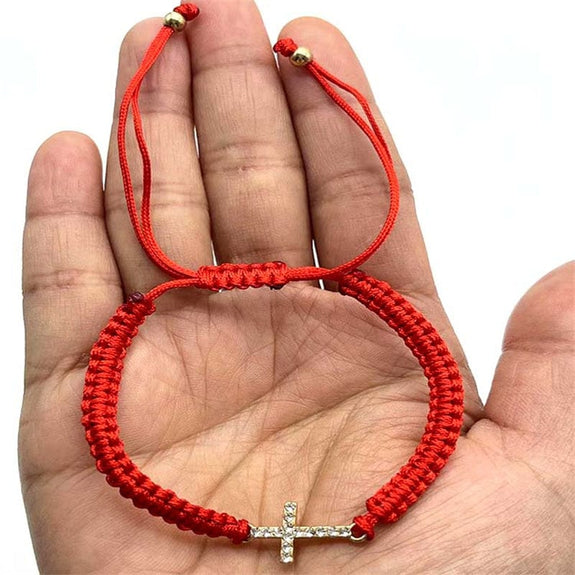 Bulk Set of 12 Christian Cross Rope Bracelets